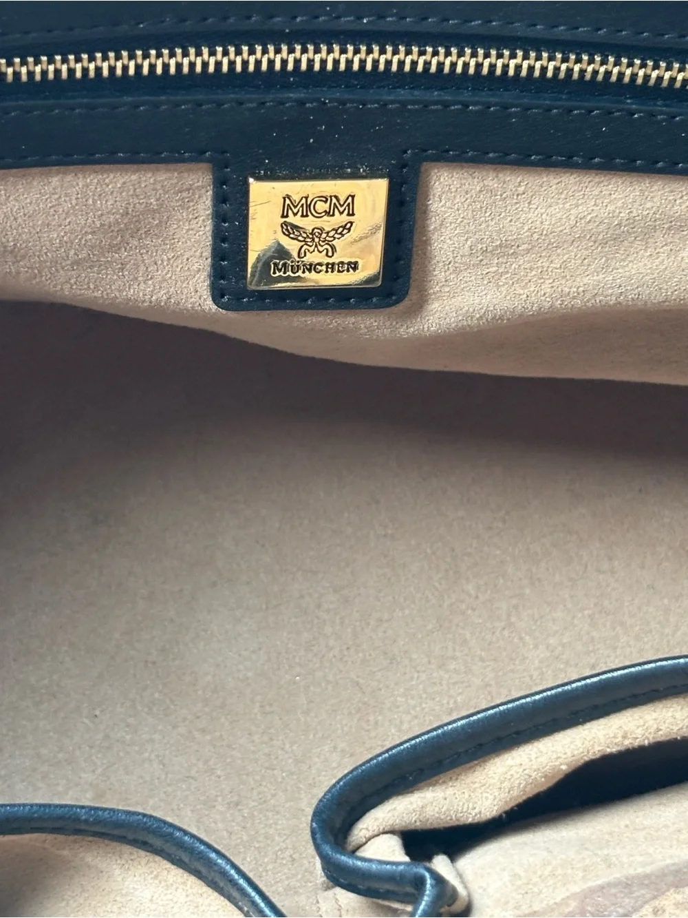 MCM Metallic Gold Visetos Kathy Double Zip Tote